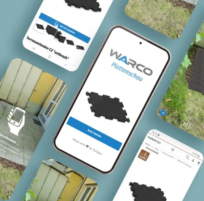 Die Warco Plattenschau auf dem Smartphone in verschiedenen Phasen der Anwendung