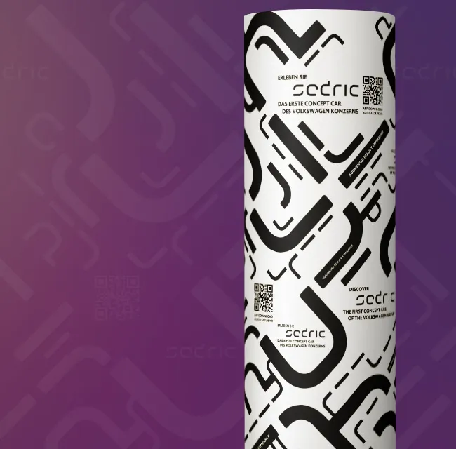 Die Leuchtsäule durch die Sedric via Smartphone als 3D-Modell dargestellt werden kann