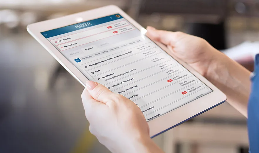 Das User Interface von Maddox, dem Assistenzsystem von Peerox.